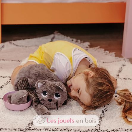 Mamá gata de peluche y su bebé gris DE74801 Les Déglingos 4