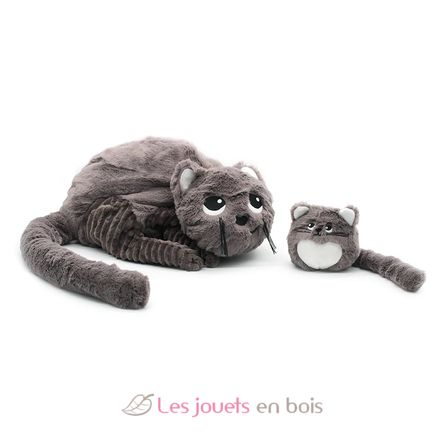 Mamá gata de peluche y su bebé gris DE74801 Les Déglingos 3