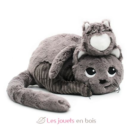 Mamá gata de peluche y su bebé gris DE74801 Les Déglingos 1