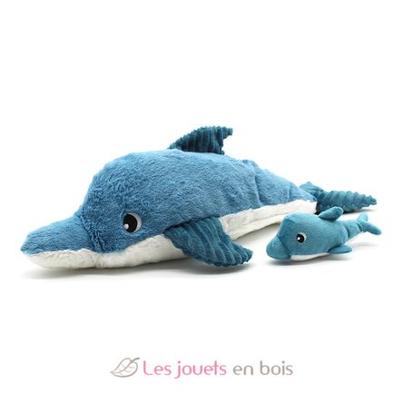 Mamá delfín de peluche y su bebé azul DE74901 Les Déglingos 1
