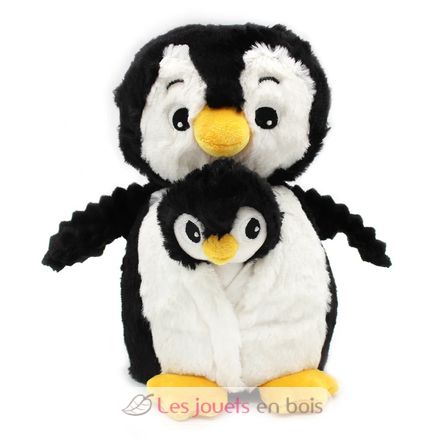 Mamá pingüino de peluche y su bebé negro DE75200 Les Déglingos 2