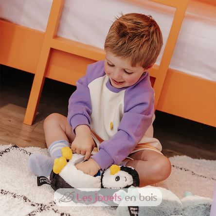 Mamá pingüino de peluche y su bebé negro DE75200 Les Déglingos 3