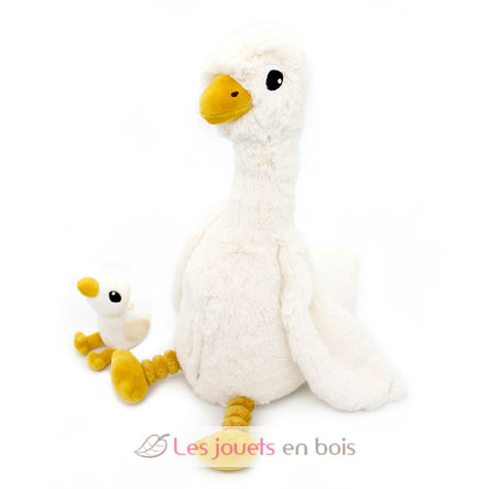 Mamá ganso de peluche y su bebé blanco DE76000 Les Déglingos 1