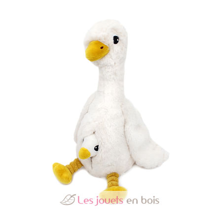 Mamá ganso de peluche y su bebé blanco DE76000 Les Déglingos 2