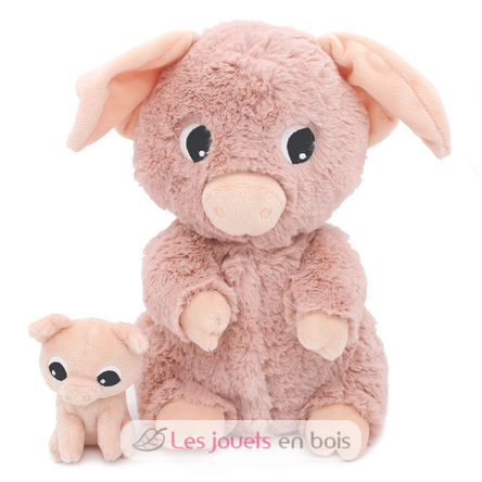 Mamá cerdita de peluche y su bebé rosa DE76020 Les Déglingos 1