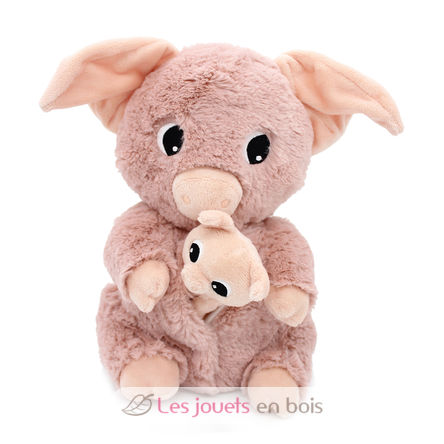 Mamá cerdita de peluche y su bebé rosa DE76020 Les Déglingos 2