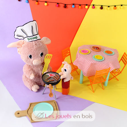 Mamá cerdita de peluche y su bebé rosa DE76020 Les Déglingos 4