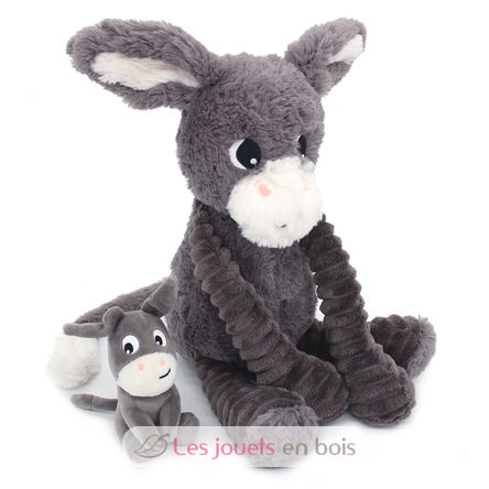 Mamá burro de peluche y su bebé gris DE76030 Les Déglingos 1