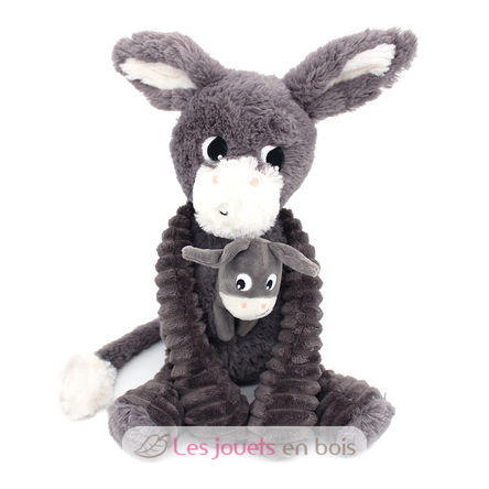 Mamá burro de peluche y su bebé gris DE76030 Les Déglingos 3