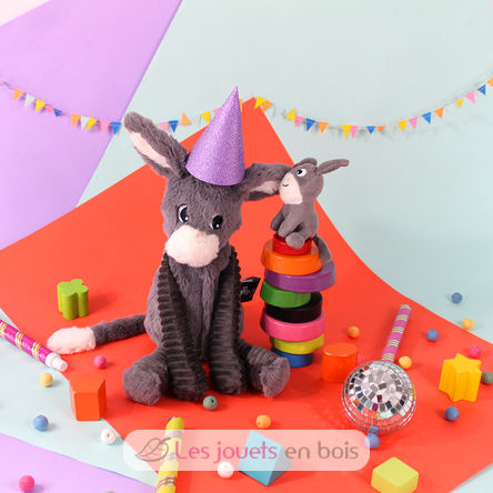 Mamá burro de peluche y su bebé gris DE76030 Les Déglingos 7
