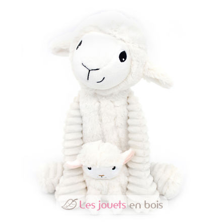 Mamá oveja de peluche y su bebé blanco DE76060 Les Déglingos 1