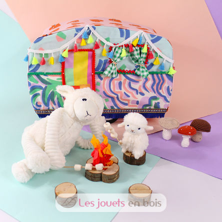 Mamá oveja de peluche y su bebé blanco DE76060 Les Déglingos 6