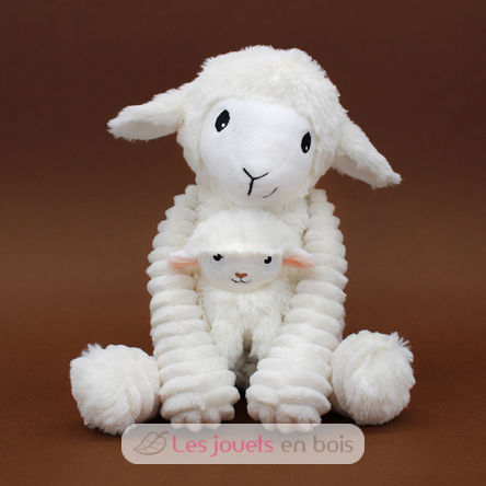 Mamá oveja de peluche y su bebé blanco DE76060 Les Déglingos 3