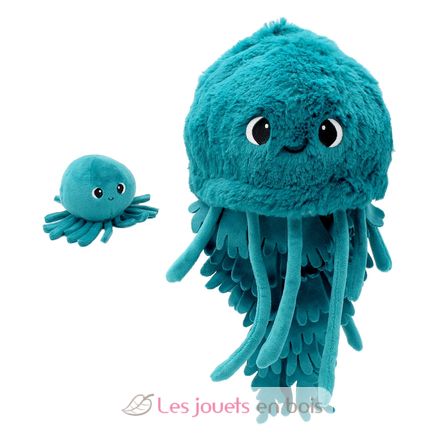 Mamá medusa de peluche y su bebé azul DE75900 Les Déglingos 1
