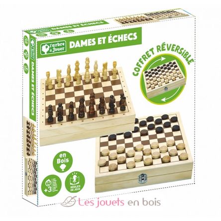 Damas y ajedrez en una caja de madera JJ66440 Jeujura 2