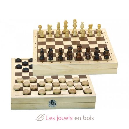 Damas y ajedrez en una caja de madera JJ66440 Jeujura 1