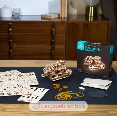Mini-Submarino Steampunk modelo mecánico U-70229 Ugears 5