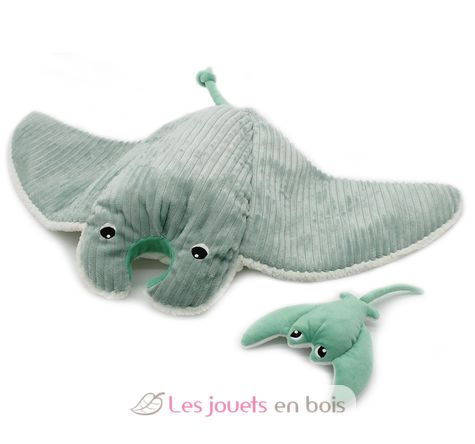Peluche manta raya mamá y bebé menta DE74400 Les Déglingos 1