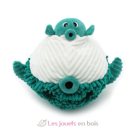Peluche pez globo mamá y bebé verde DE74700 Les Déglingos 2