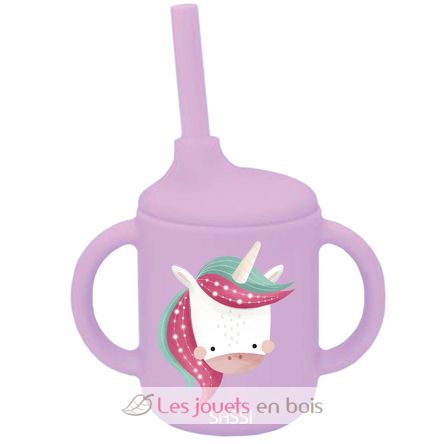Vaso con pajita de silicona Sparkly el unicornio SJ-SI0801 Sassi Junior 1