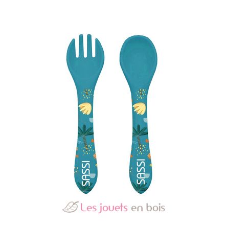 Kit tenedor y cuchara de silicona Chewy el elefante SJ-SI0894 Sassi Junior 1