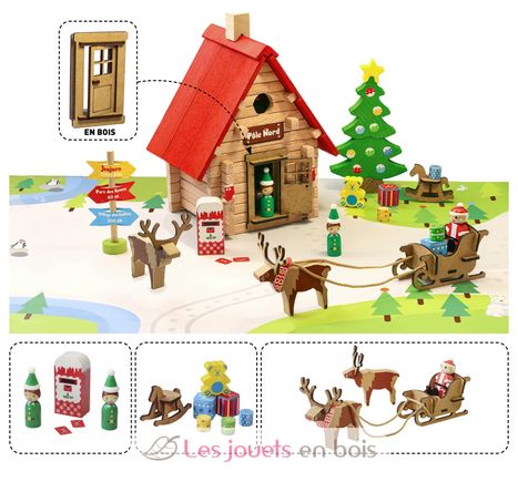 El Chalet de Navidad 90 piezas de madera JJ8094 Jeujura 4