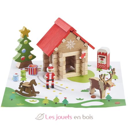 Cabaña Papá Noel 60 piezas de madera JJ8214 Jeujura 2