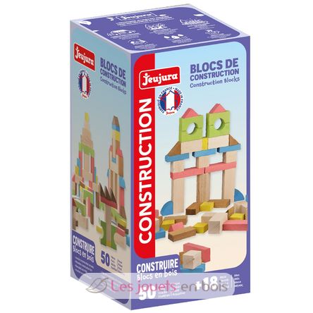 Juego de 50 bloques de construcción de madera JJ8253 Jeujura 1