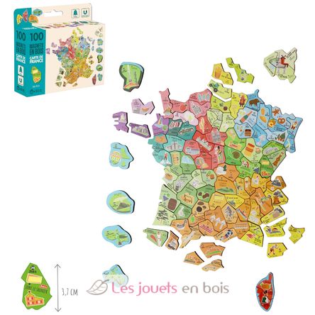 Imanes de madera Mapa de Francia JJ8969 Jeujura 2