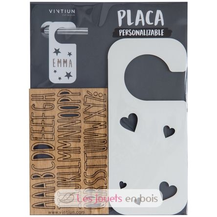 Placa pomo puerta personalizada - Corazones blanco VI-PL24 Vintiun 2