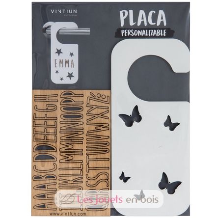 Placa pomo puerta personalizada - Mariposas blanca VI-PL30 Vintiun 2
