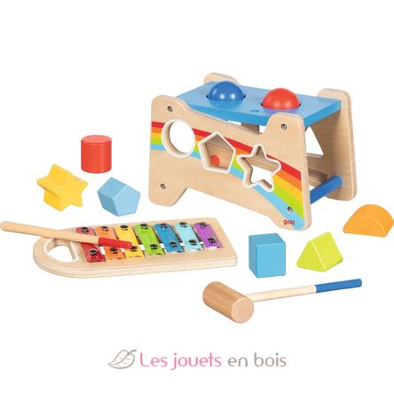 Banco martillo y clasificador de formas con xilófono GK58304 Goki 5
