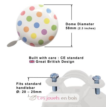 Sonnette Vélo Pastel Dotty BELLPD-S Kiddimoto 2