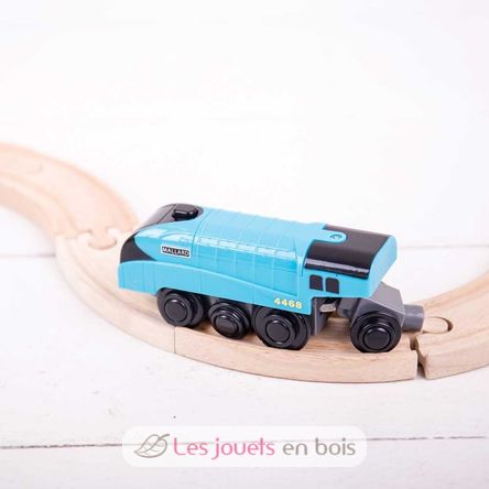 Locomotora Mallard a pilas azul BJT308 Bigjigs Toys 3
