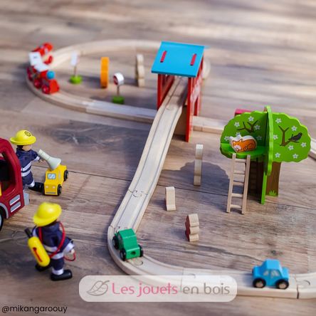 Circuito de tren fuego y rescate BJT037 Bigjigs Toys 5