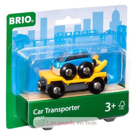 Vagón de transporte de coches azul BR33577-3689 Brio 1