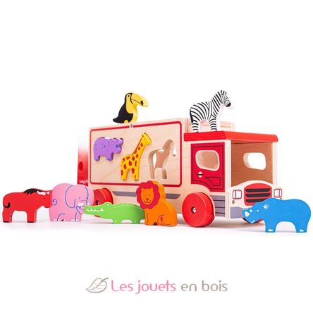 Camion de madera con animales Safari BJ641 Bigjigs Toys 1