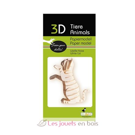 Modelo 3D de papel gato blanco FRI-11636 Fridolin 2