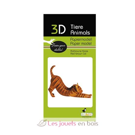Modelo 3D de papel gato rojo marrón FRI-11637 Fridolin 2