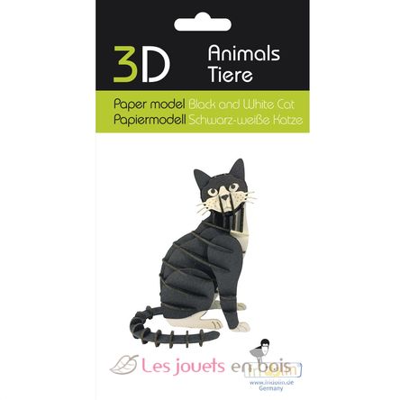 Modelo 3D de papel Gato blanco y negro FRI-11759 Fridolin 2