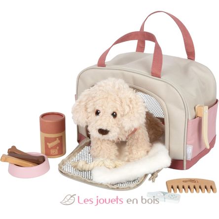 Perro con bolsa y set de cuidados rosa LE12838 Small Foot company 2