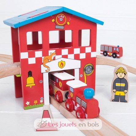 Circuito de tren fuego y rescate BJT037 Bigjigs Toys 3