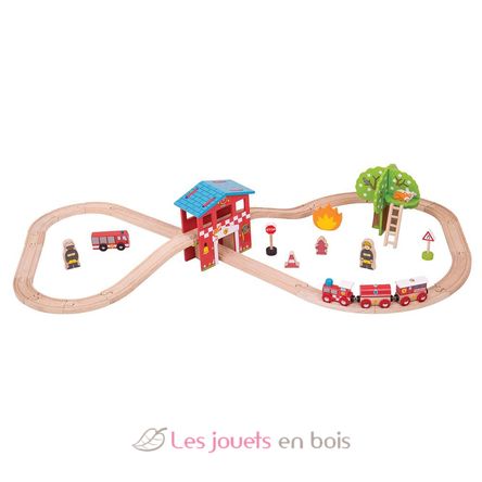 Circuito de tren fuego y rescate BJT037 Bigjigs Toys 1