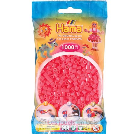 Bolsa de 1000 cuentas de plástico Midi Rojo neón HAMA-207-33 Hama 1