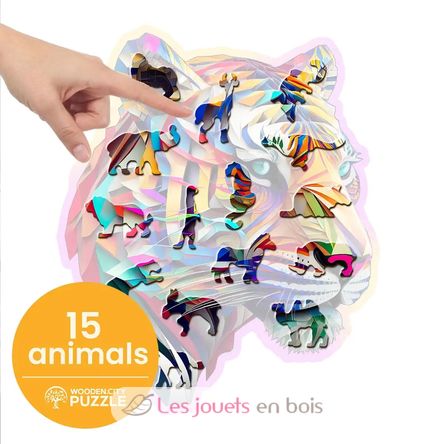 Puzzle de madera Tigre colorido 150 piezas WC-HE-0169-M Wooden City 3
