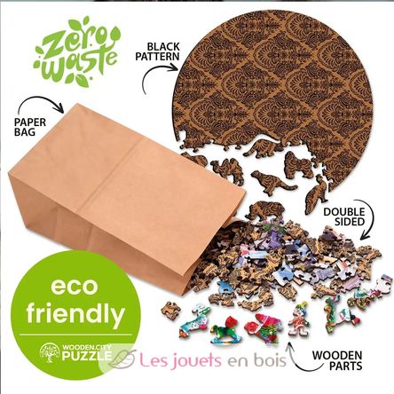 Puzzle de madera Tigre colorido 150 piezas WC-HE-0169-M Wooden City 5
