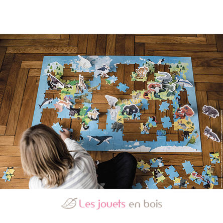 Puzzle educativo de 200 piezas Animales en vía de extinción J02676 Janod 2