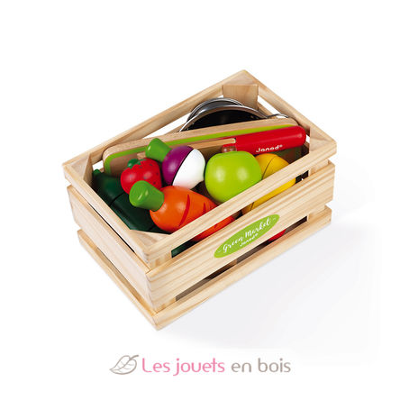 Gran set de frutas y verduras de madera para cortar J06607 Janod 3