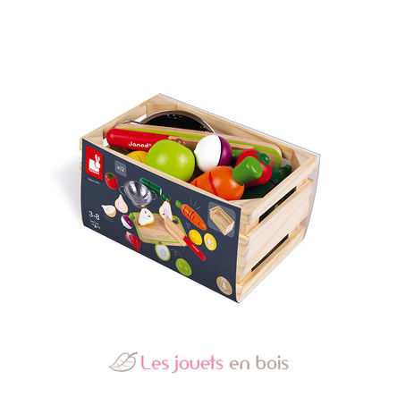 Gran set de frutas y verduras de madera para cortar J06607 Janod 10