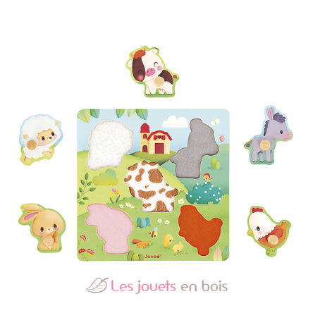 Puzzle táctil de la granja 5 piezas J07129 Janod 2
